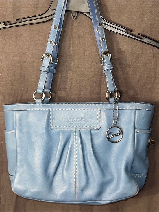 Coach Handbags - Coach F13759 Light Blue Gallery Tote Bag with Signature Charm